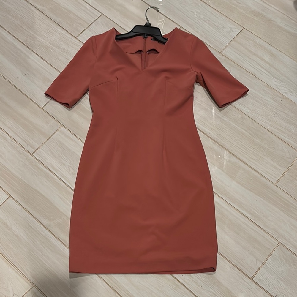 ANTONIO MELANI Pink Sheath Dress V-neck Short Sleeve